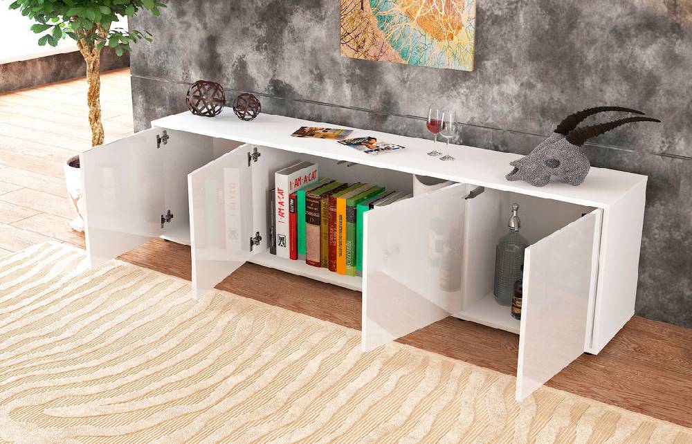 Stil Zeit Möbel Lowboard Antonia, Weiß (180x49x35cm) Fabrikverkauf