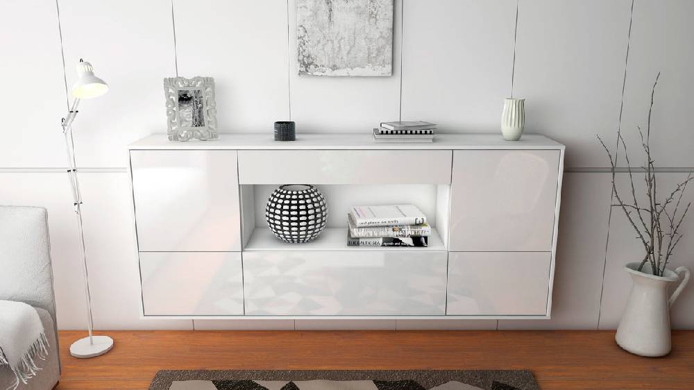 Stil Zeit Möbel Sideboard East Los Angeles, Weiß, hängend (180x79x35cm) Meist gekauft