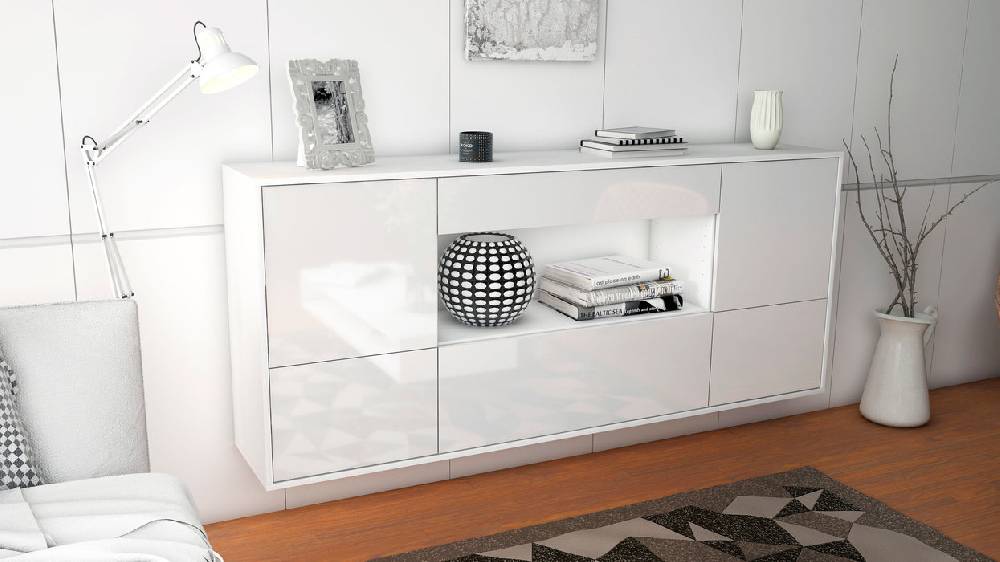 Stil Zeit Möbel Sideboard East Los Angeles, Weiß, hängend (180x79x35cm) Meist gekauft