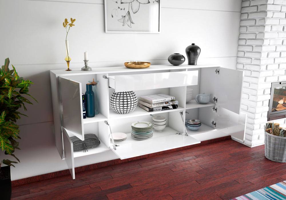 Stil Zeit Möbel Sideboard East Los Angeles, Weiß, hängend (180x79x35cm) Meist gekauft