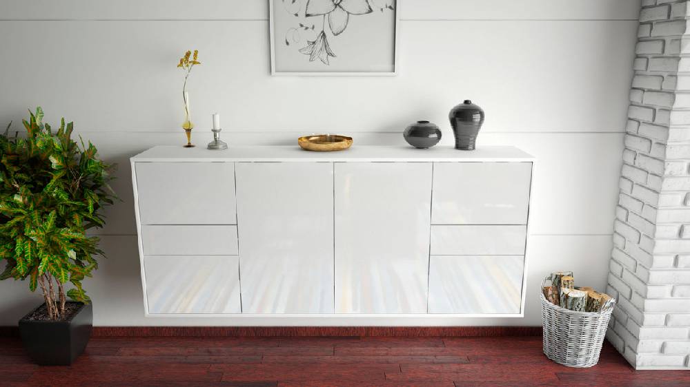 Stil Zeit Möbel Sideboard Beaumont, Weiß, hängend (180x79x35cm) Verkauf