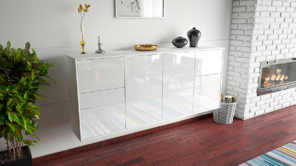 Stil Zeit Möbel Sideboard Beaumont, Weiß, hängend (180x79x35cm) Verkauf