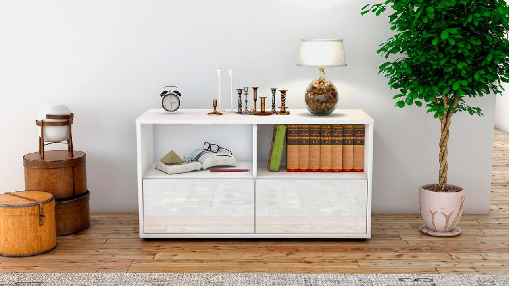Stil Zeit Möbel Lowboard Aeon, Weiß (92x49x35cm) Schlussverkauf