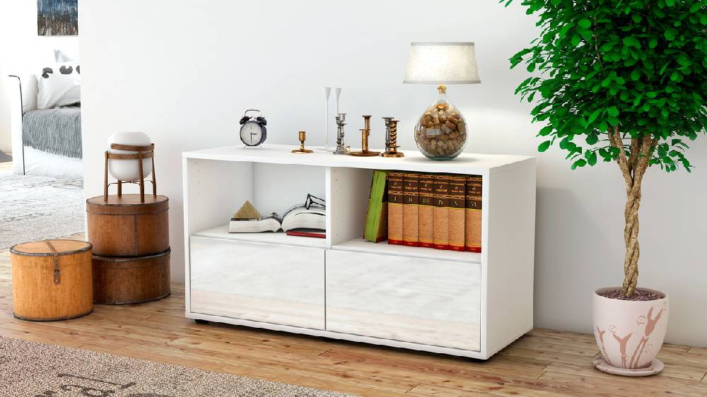 Stil Zeit Möbel Lowboard Aeon, Weiß (92x49x35cm) Schlussverkauf
