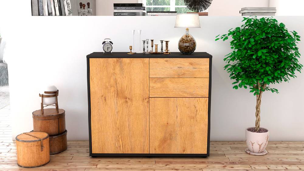 Stil Zeit Möbel Sideboard Chantal, Eiche (92x79x35cm) Fabrikverkauf