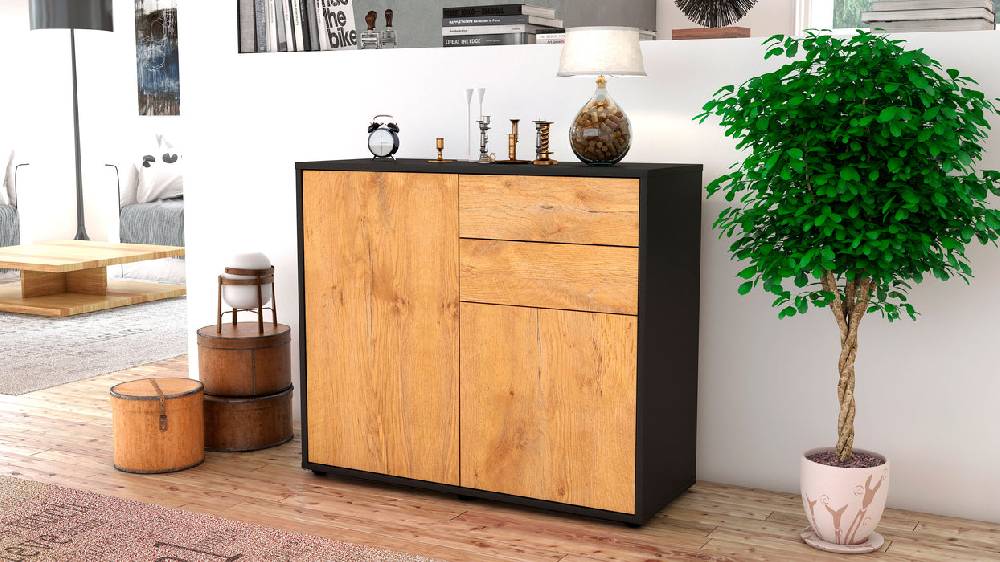 Stil Zeit Möbel Sideboard Chantal, Eiche (92x79x35cm) Fabrikverkauf