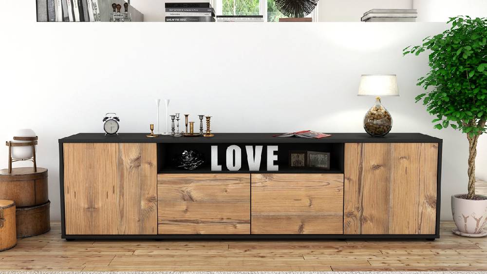 Stil Zeit Möbel Lowboard Arianna, Pinie (180x49x35cm) Günstig kaufen