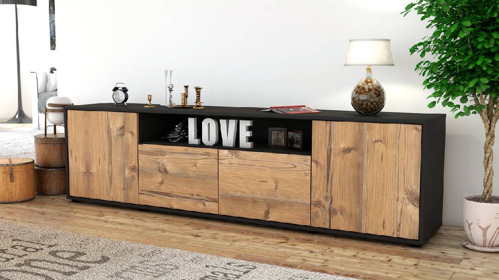 Stil Zeit Möbel Lowboard Arianna, Pinie (180x49x35cm) Günstig kaufen