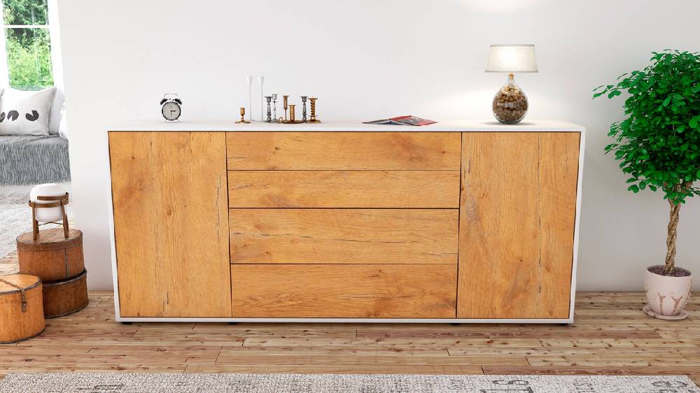 Stil Zeit Möbel Sideboard Elettra, Eiche (180x79x35cm) Online Shopping