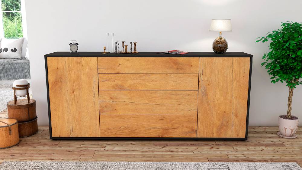Stil Zeit Möbel Sideboard Elettra, Eiche (180x79x35cm) Exklusivangebot