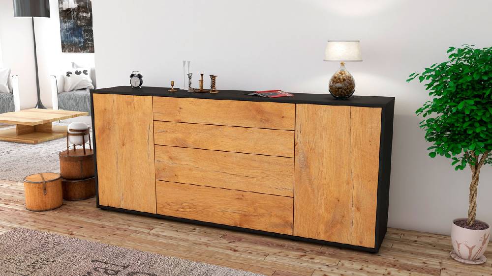 Stil Zeit Möbel Sideboard Elettra, Eiche (180x79x35cm) Exklusivangebot