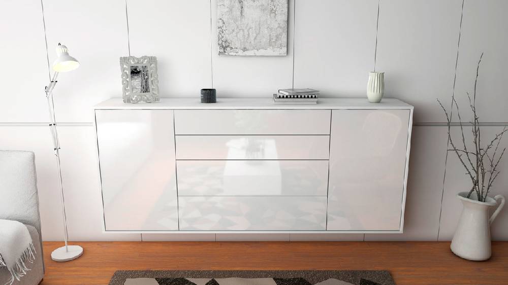 Stil Zeit Möbel Sideboard Bridgeport, Weiß, hängend (180x79x35cm) Saisonschlussverkauf