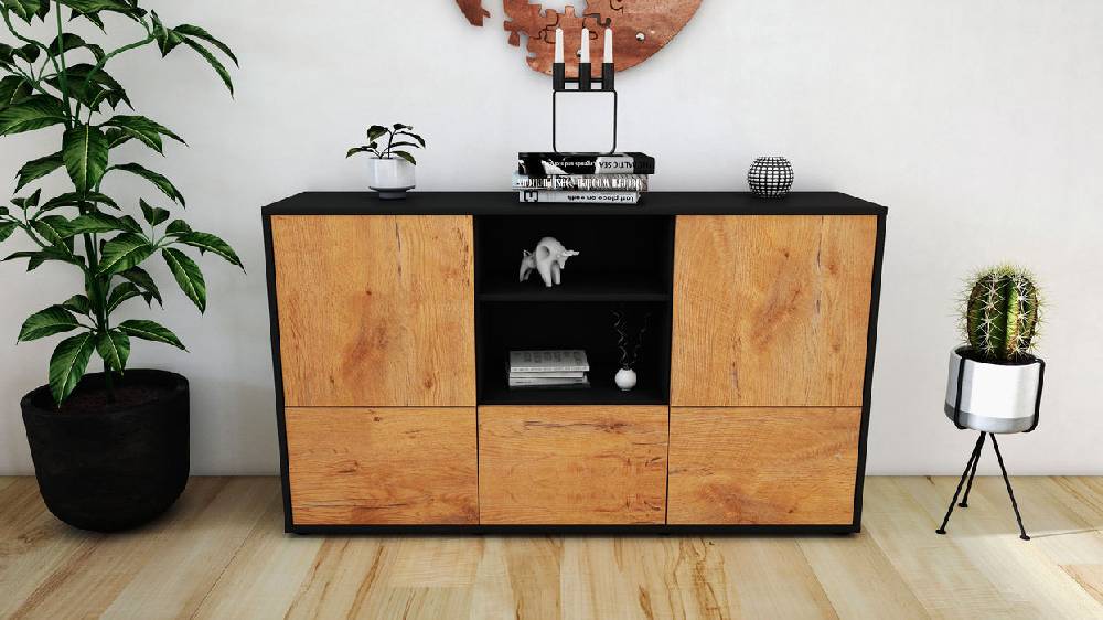 Stil Zeit Möbel Sideboard Diellza, Eiche (136x79x35cm) Black Friday