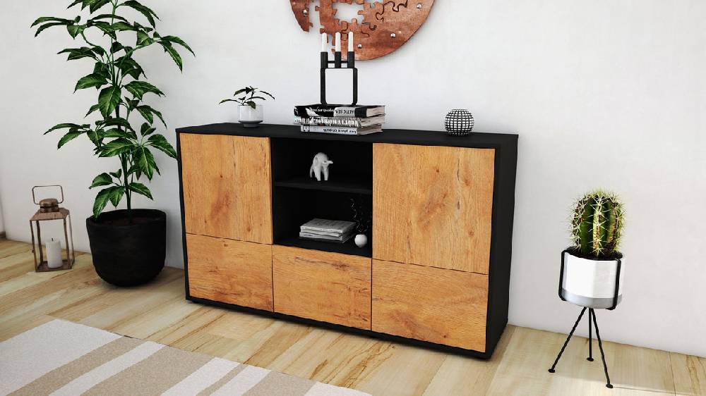 Stil Zeit Möbel Sideboard Diellza, Eiche (136x79x35cm) Black Friday