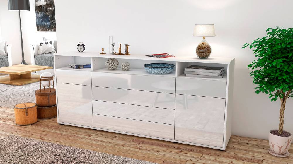 Stil Zeit Möbel Sideboard Evelina, Weiß (180x79x35cm) Osterangebot