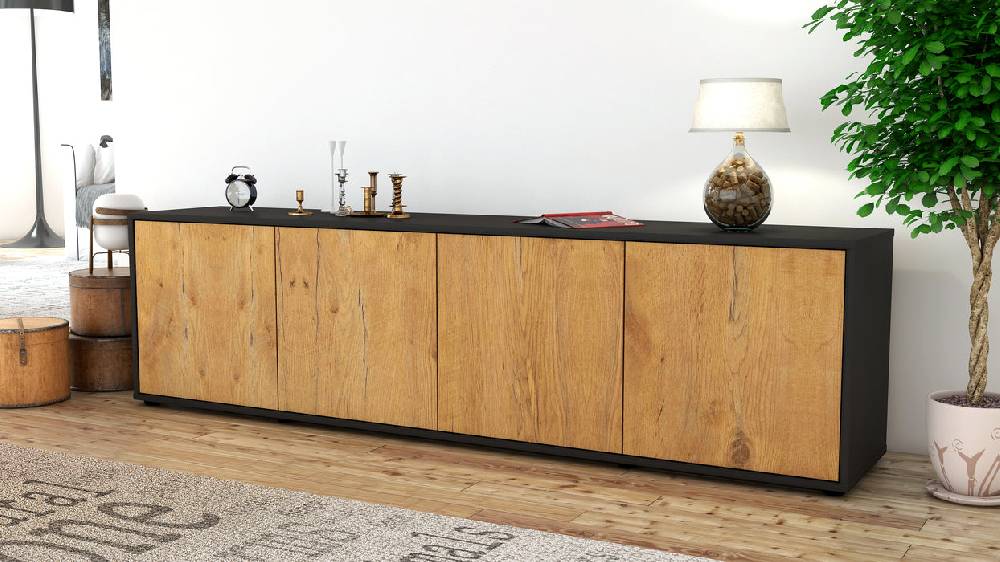 Stil Zeit Möbel Lowboard Antonia, Eiche (180x49x35cm) Vatertagsangebot