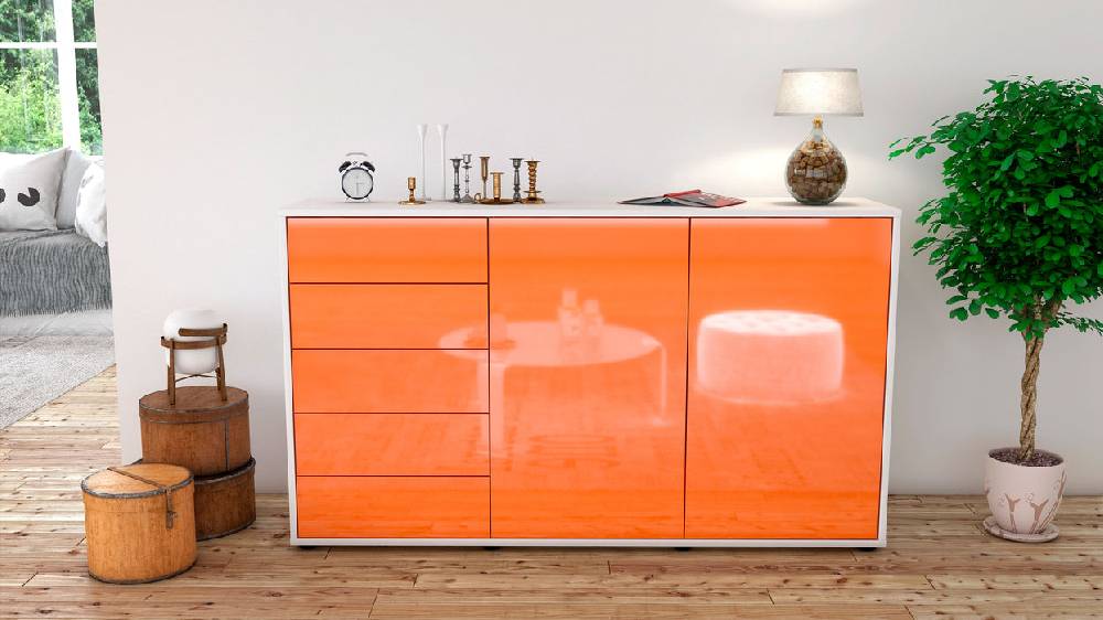 Stil Zeit Möbel Sideboard Dorentina, Orange (136x79x35cm) Heißer Verkauf