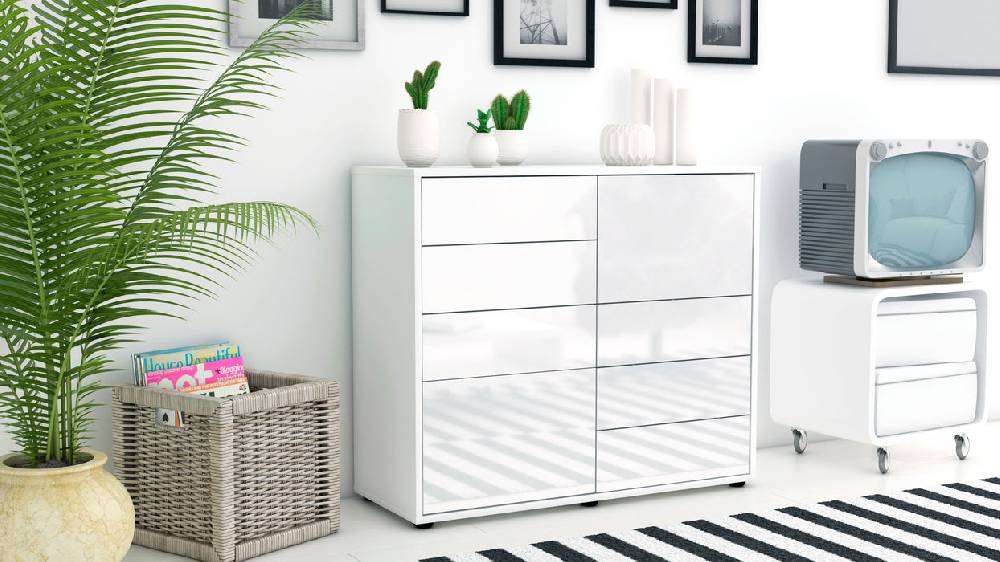 Stil Zeit Möbel Sideboard Circe, Weiß (92x79x35cm) Top Angebot