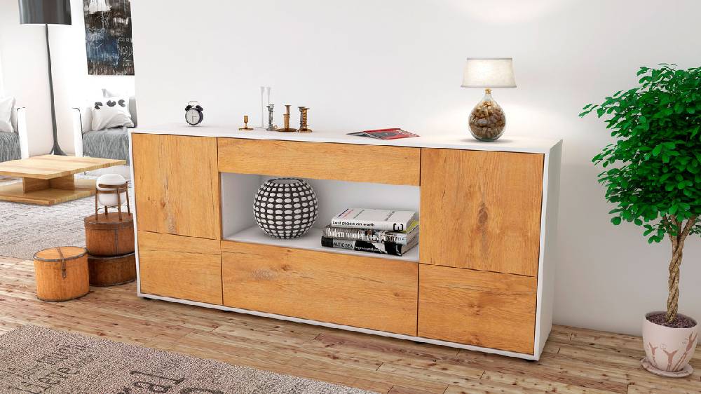 Stil Zeit Möbel Sideboard Elodie, Eiche (180x79x35cm) Neueste Mode