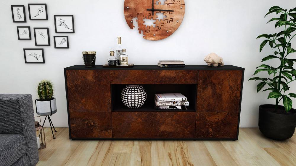 Stil Zeit Möbel Sideboard Elodie, Rost (180x79x35cm) Zeitlich begrenztes Angebot