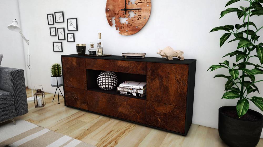 Stil Zeit Möbel Sideboard Elodie, Rost (180x79x35cm) Zeitlich begrenztes Angebot