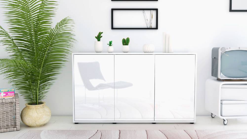 Stil Zeit Möbel Sideboard Delia, Weiß (136x79x35cm) Exklusive Angebote