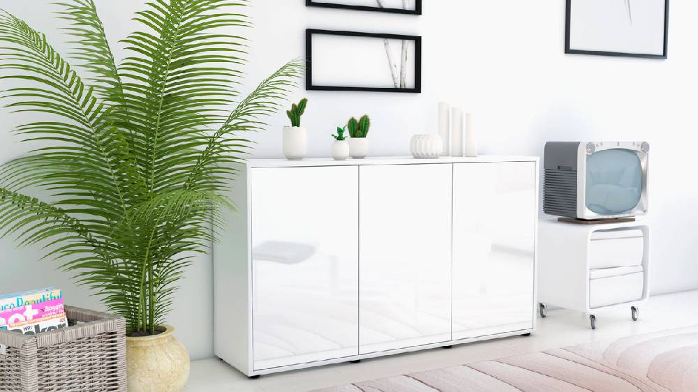 Stil Zeit Möbel Sideboard Delia, Weiß (136x79x35cm) Exklusive Angebote