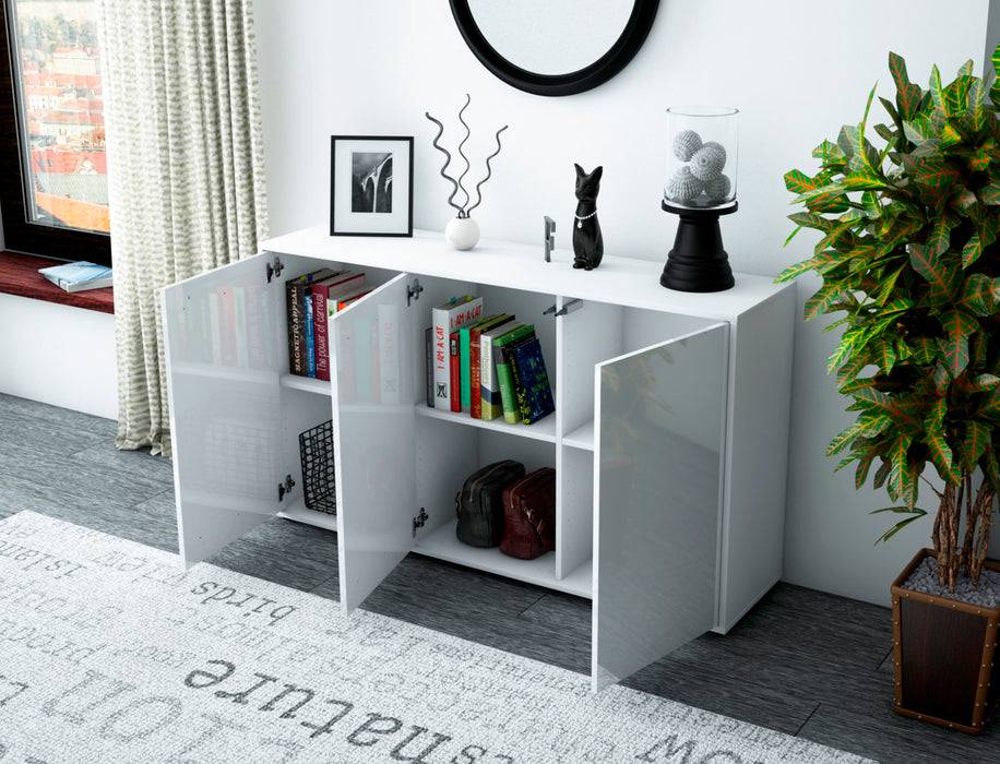 Stil Zeit Möbel Sideboard Delia, Weiß (136x79x35cm) Exklusive Angebote