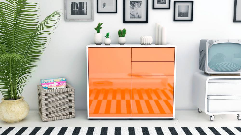 Stil Zeit Möbel Sideboard Chantal, Orange (92x79x35cm) Große Rabatte