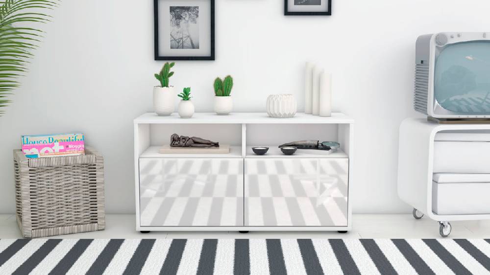 Stil Zeit Möbel Lowboard Alegra, Weiß (92x49x35cm) Neuheiten