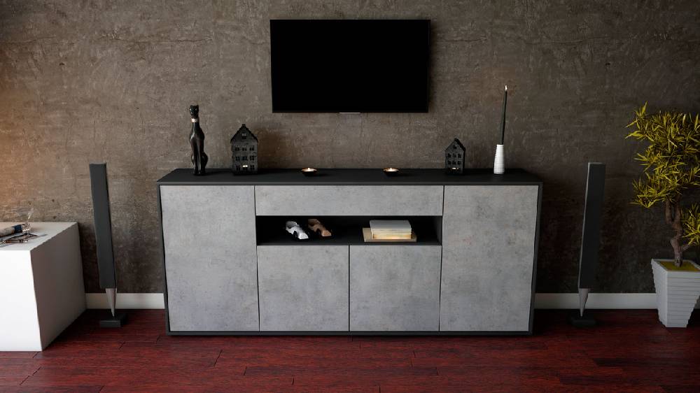 Stil Zeit Möbel Sideboard Fiorella, Beton (180x79x35cm) Tägliche Deals