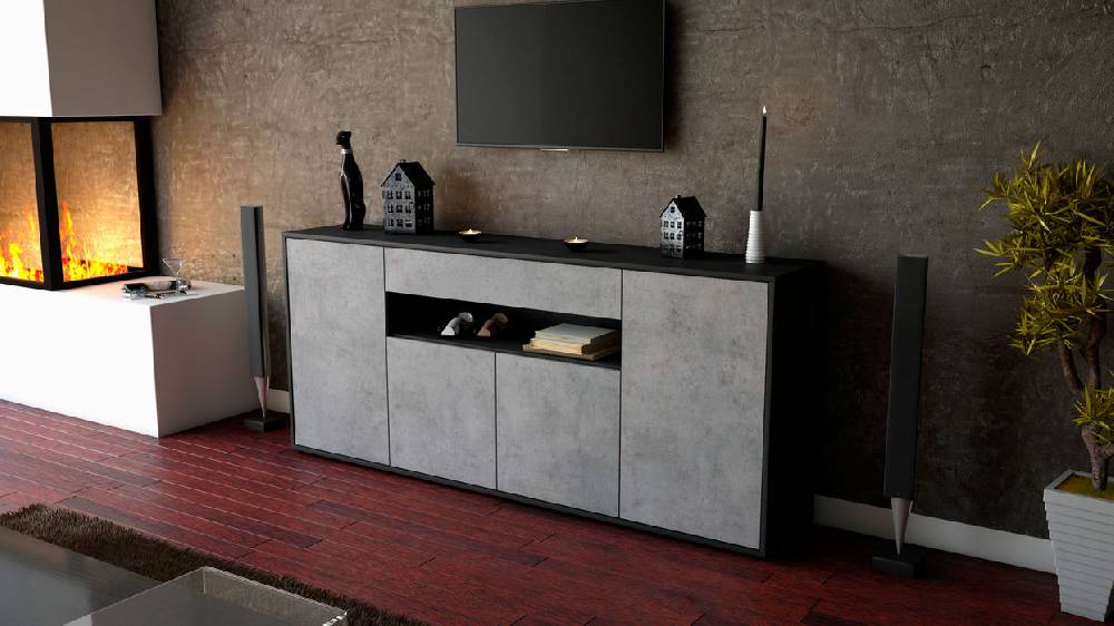 Stil Zeit Möbel Sideboard Fiorella, Beton (180x79x35cm) Tägliche Deals