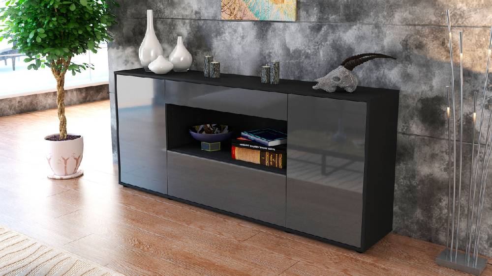 Stil Zeit Möbel Sideboard Fiora, Grau (180x79x35cm) Sonderangebote