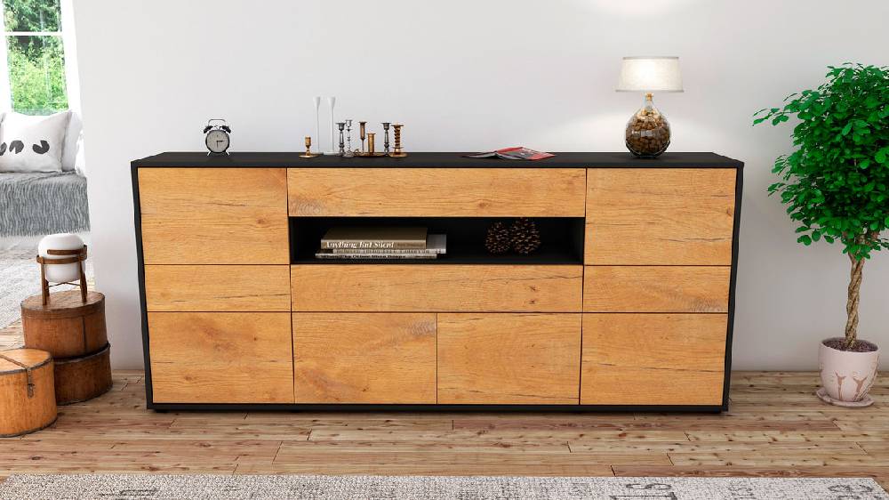 Stil Zeit Möbel Sideboard Emerelda, Eiche (180x79x35cm) VIP-Rabatte