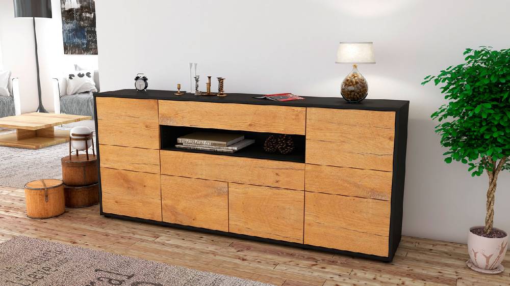 Stil Zeit Möbel Sideboard Emerelda, Eiche (180x79x35cm) VIP-Rabatte