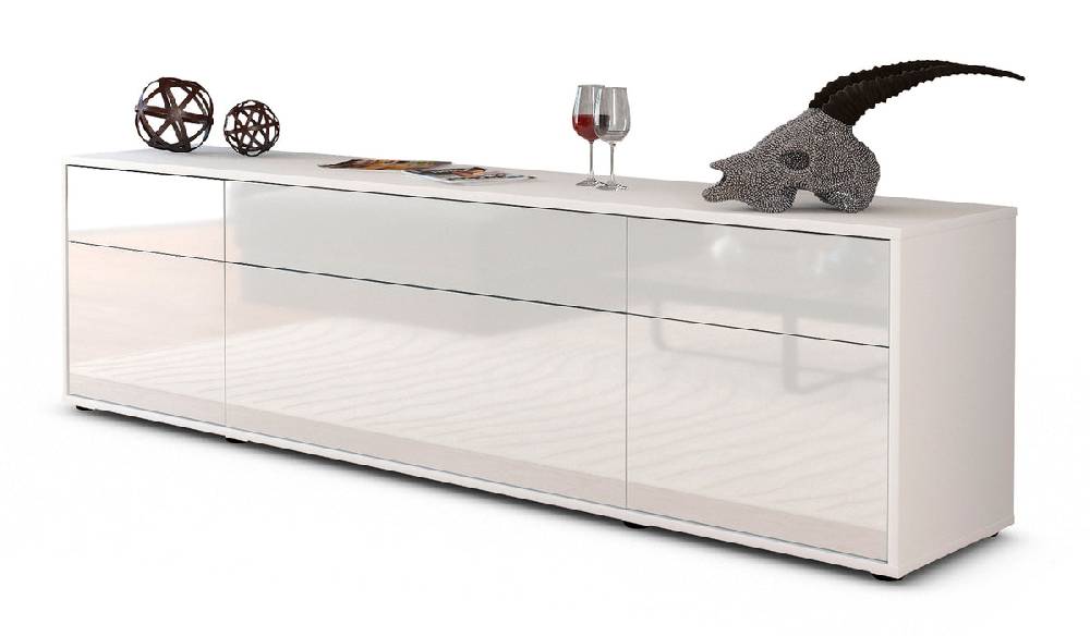 Stil Zeit Möbel Lowboard Beppa, Weiß (180x49x35cm) Super Sparpreis