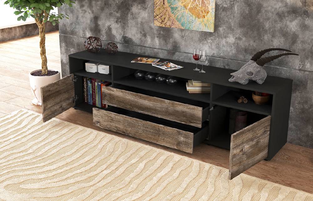 Stil Zeit Möbel Lowboard Biancaneve, Eiche (180x49x35cm) Kostenlose Rückgabe