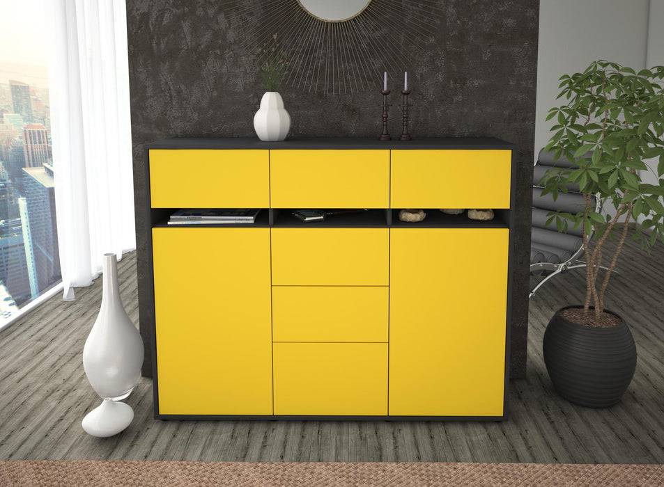 Stil Zeit Möbel Highboard Viviana ,Gelb (136x108x35cm) Letzte 3 Tage
