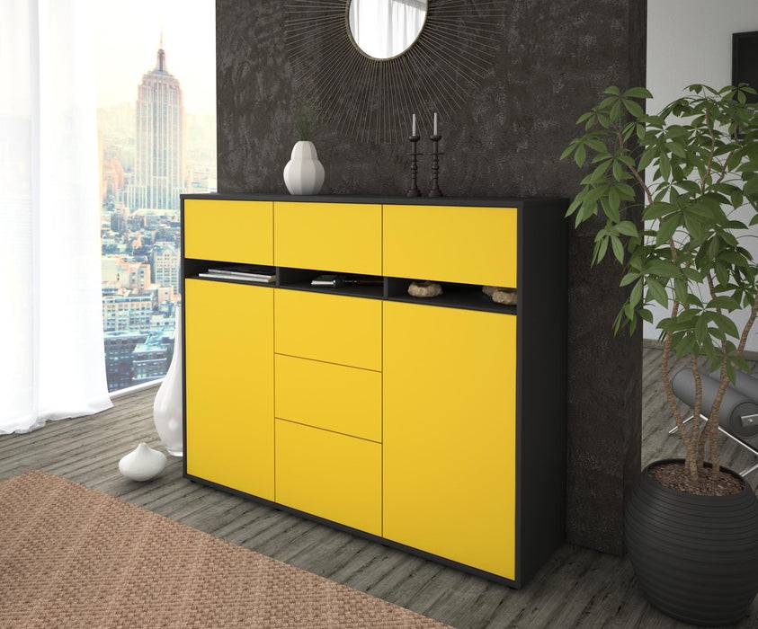 Stil Zeit Möbel Highboard Viviana ,Gelb (136x108x35cm) Letzte 3 Tage