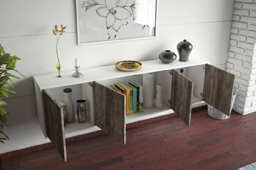 Stil Zeit Möbel Lowboard Anaheim, Eiche, hängend (180x49x35cm) Neueste Stile