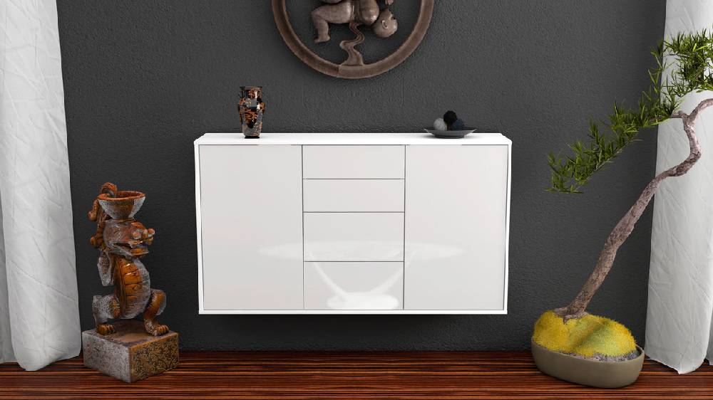 Stil Zeit Möbel Sideboard Corona, Weiß, hängend (136x79x35cm) Letzter Tag
