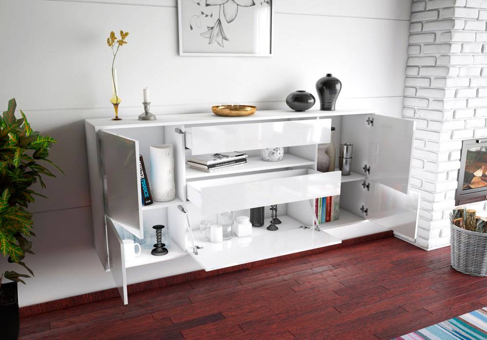 Stil Zeit Möbel Sideboard Savannah, Weiß, hängend (180x79x35cm) Zeitbegrenzte Promotion