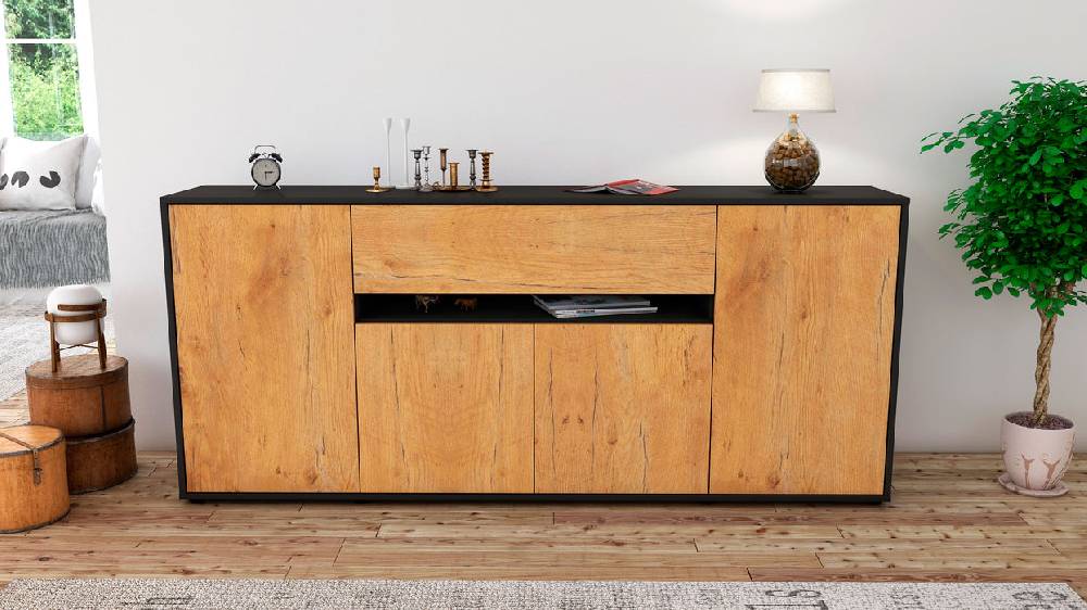 Stil Zeit Möbel Sideboard Flavia, Eiche (180x79x35cm) Bis zu 50% Rabatt