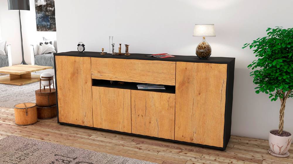 Stil Zeit Möbel Sideboard Flavia, Eiche (180x79x35cm) Bis zu 50% Rabatt