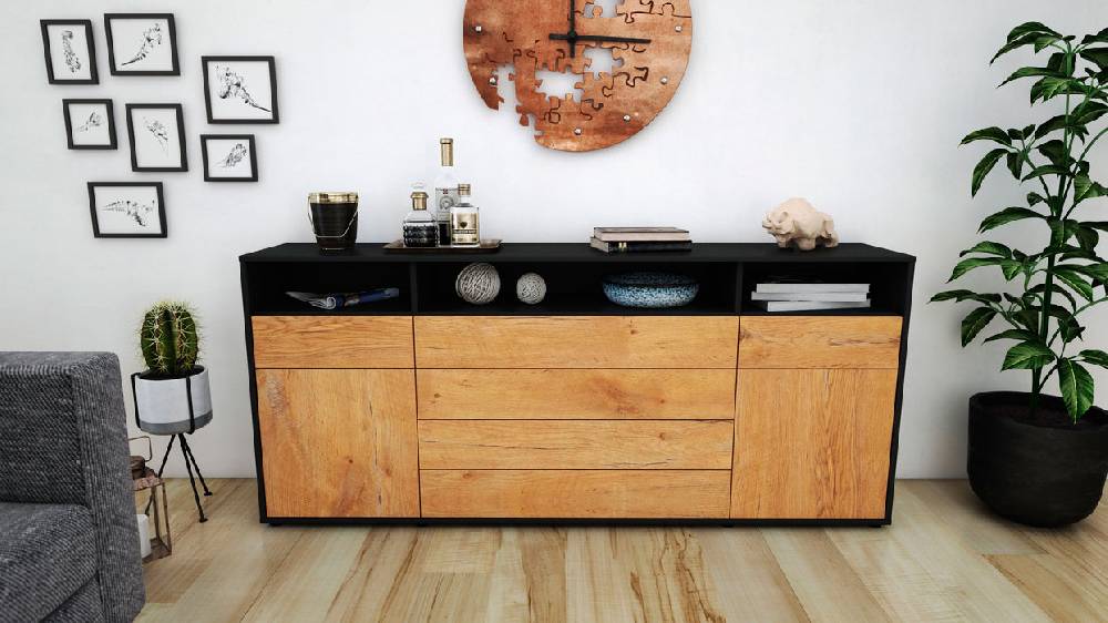 Stil Zeit Möbel Sideboard Evelina, Eiche (180x79x35cm) Bis zu 60% Rabatt