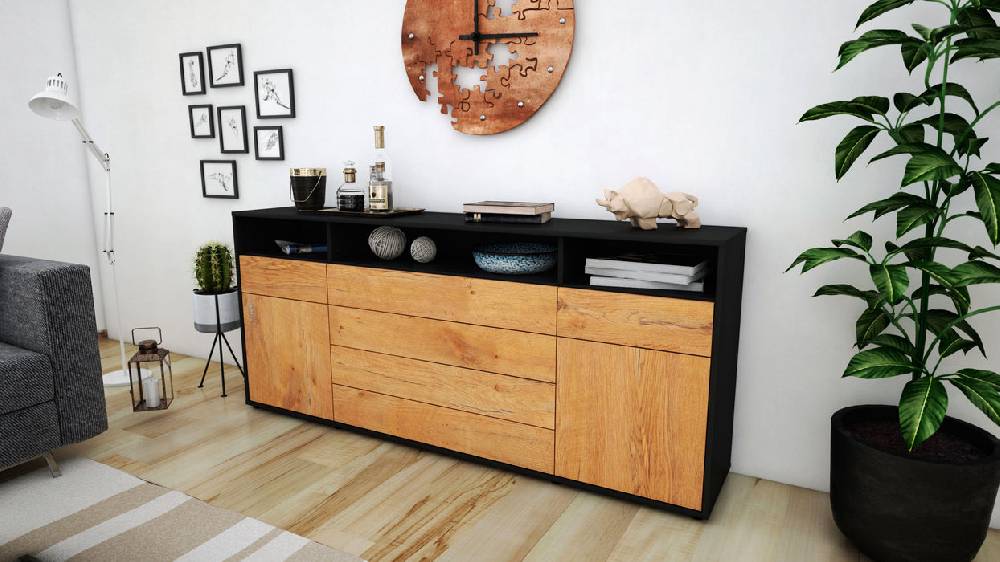 Stil Zeit Möbel Sideboard Evelina, Eiche (180x79x35cm) Bis zu 60% Rabatt