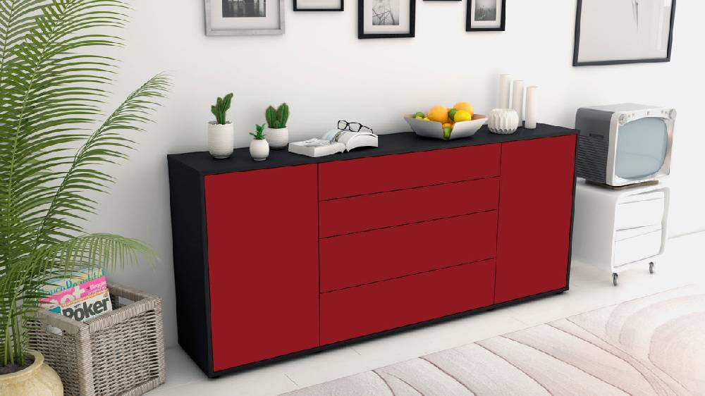 Stil Zeit Möbel Sideboard Elettra, Bordeaux (180x79x35cm) Bis zu 65% Rabatt