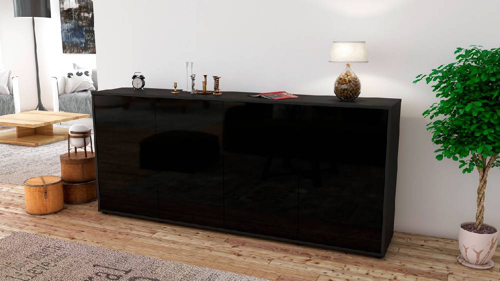 Stil Zeit Möbel Sideboard Elana, Schwarz (180x79x35cm) Nur für heute