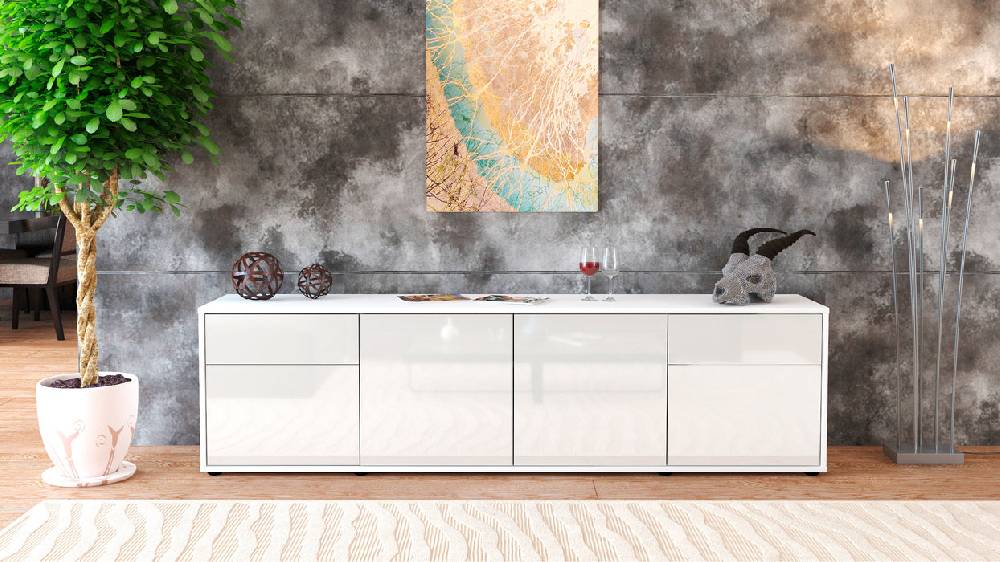 Stil Zeit Möbel Lowboard Benedetta, Weiß (180x49x35cm) Discount Store für neue Produkte