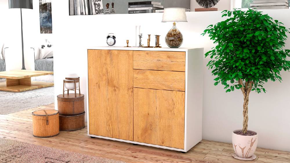 Stil Zeit Möbel Sideboard Chantal, Eiche (92x79x35cm) Nur noch ein Tag übrig